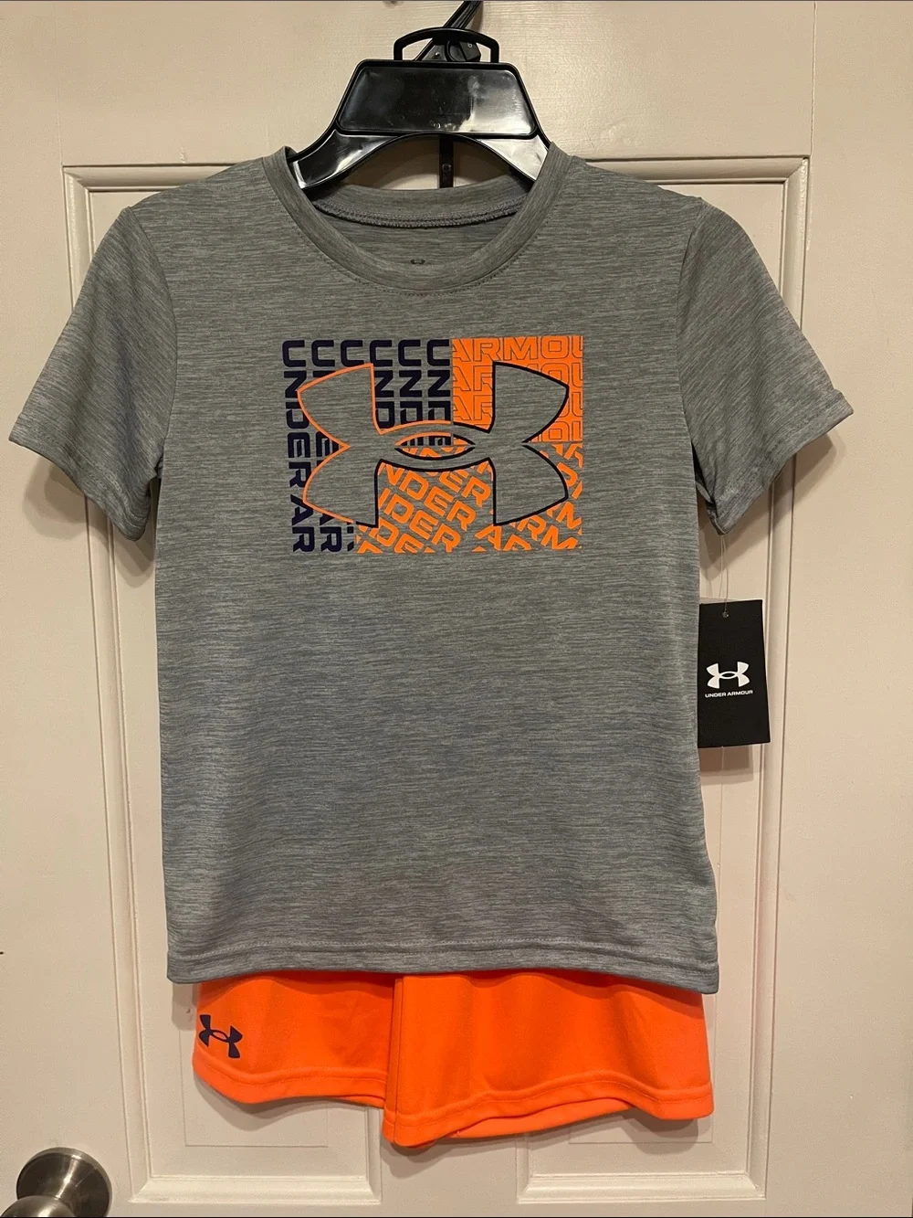 NWT under armour boys short set - size 6 orange blast new